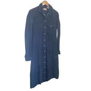 L.L.BEAN Navy Blue Corduroy long sleeve dress size 18 Vintage